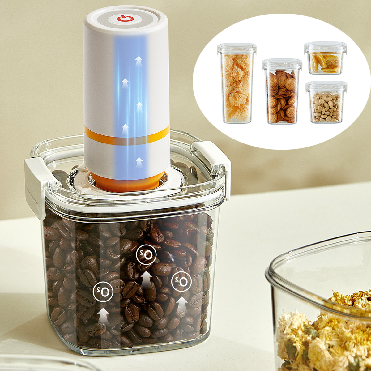 Coffee Equipment Organizer - Vacuum Sealed Tank Coffee Beans Vacuum
