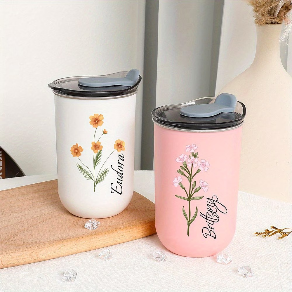 Coffee Equipment Gift - Customized Birthday Floral Mugs, Personalized Named