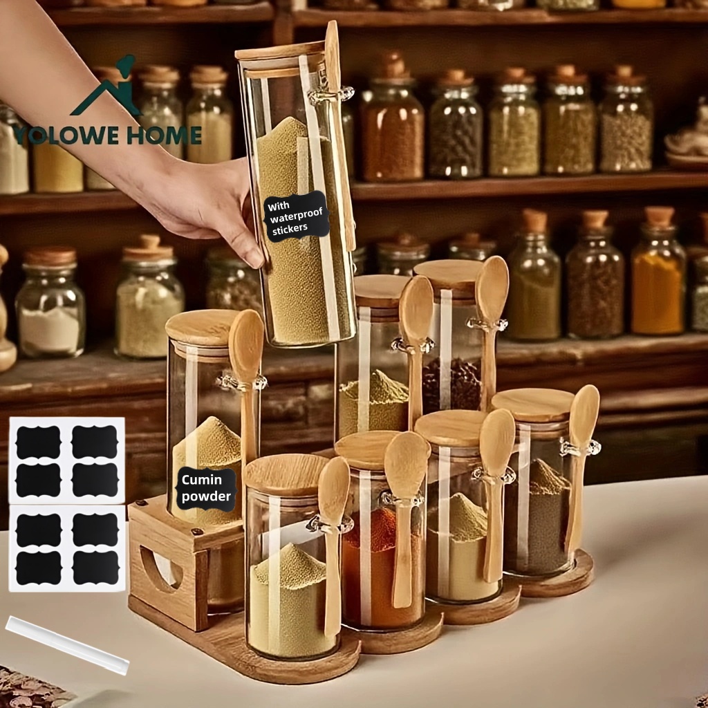 Coffee Equipment Organizer - 8-Piece Glass Storage Container Set with