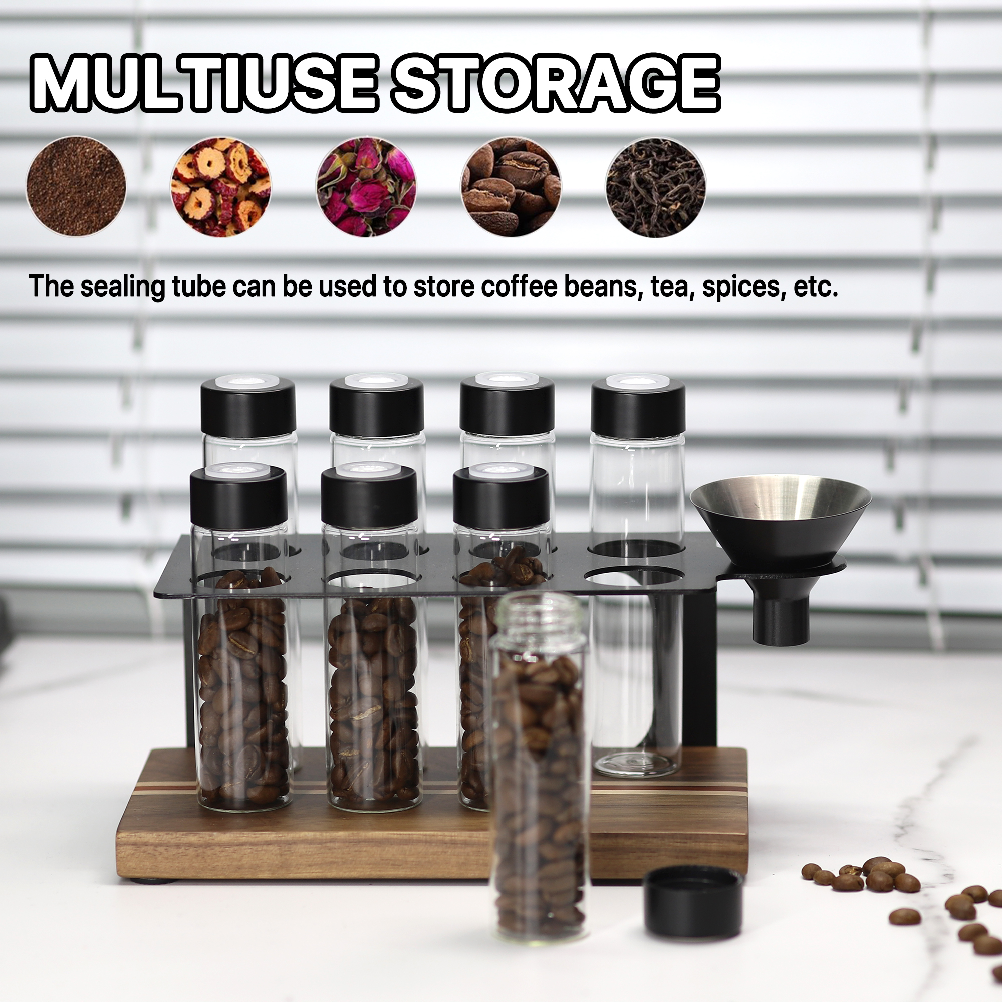 Sealed Glass 12Tubes Coffee Be - Coffee Equipment Organizer avaliação e preço