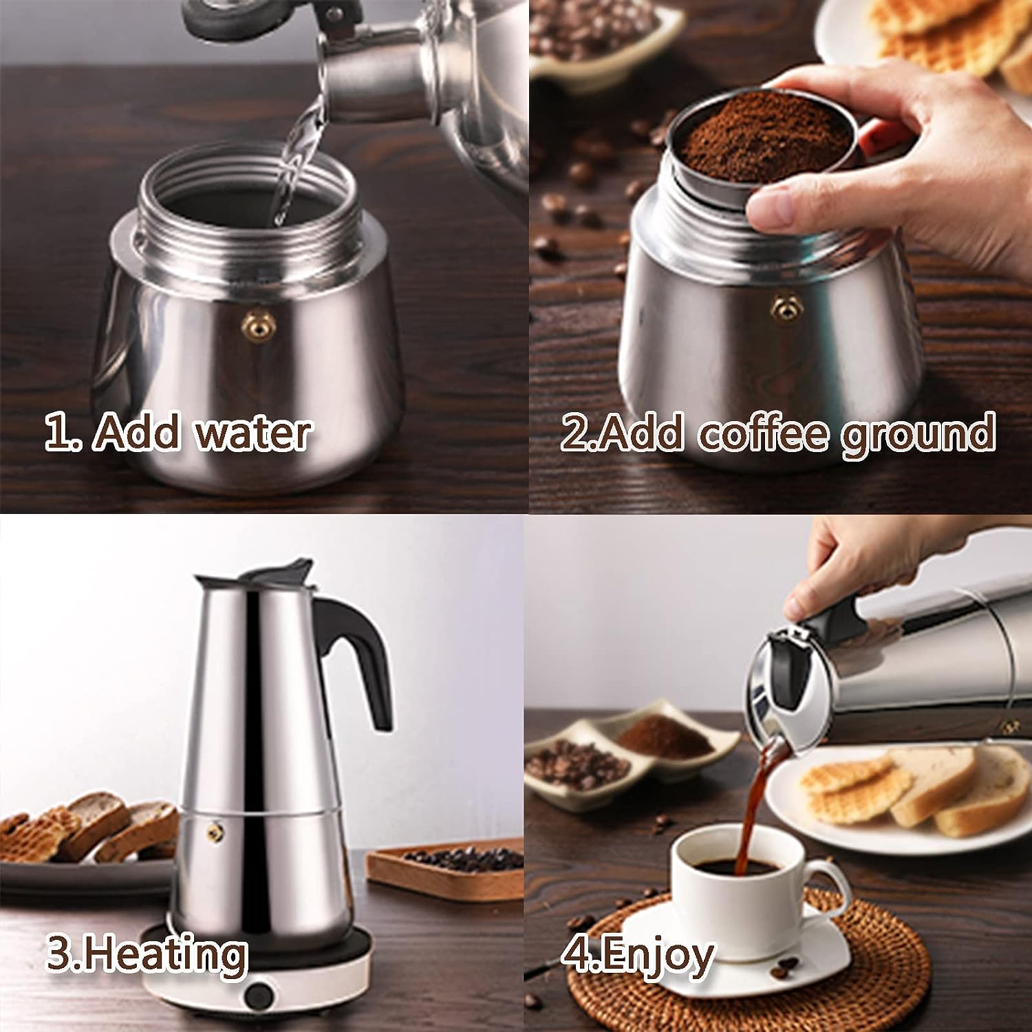 4/6/9 Cups Moka Pot Caffe Mach - Coffee Equipment Wdt avaliação e preço