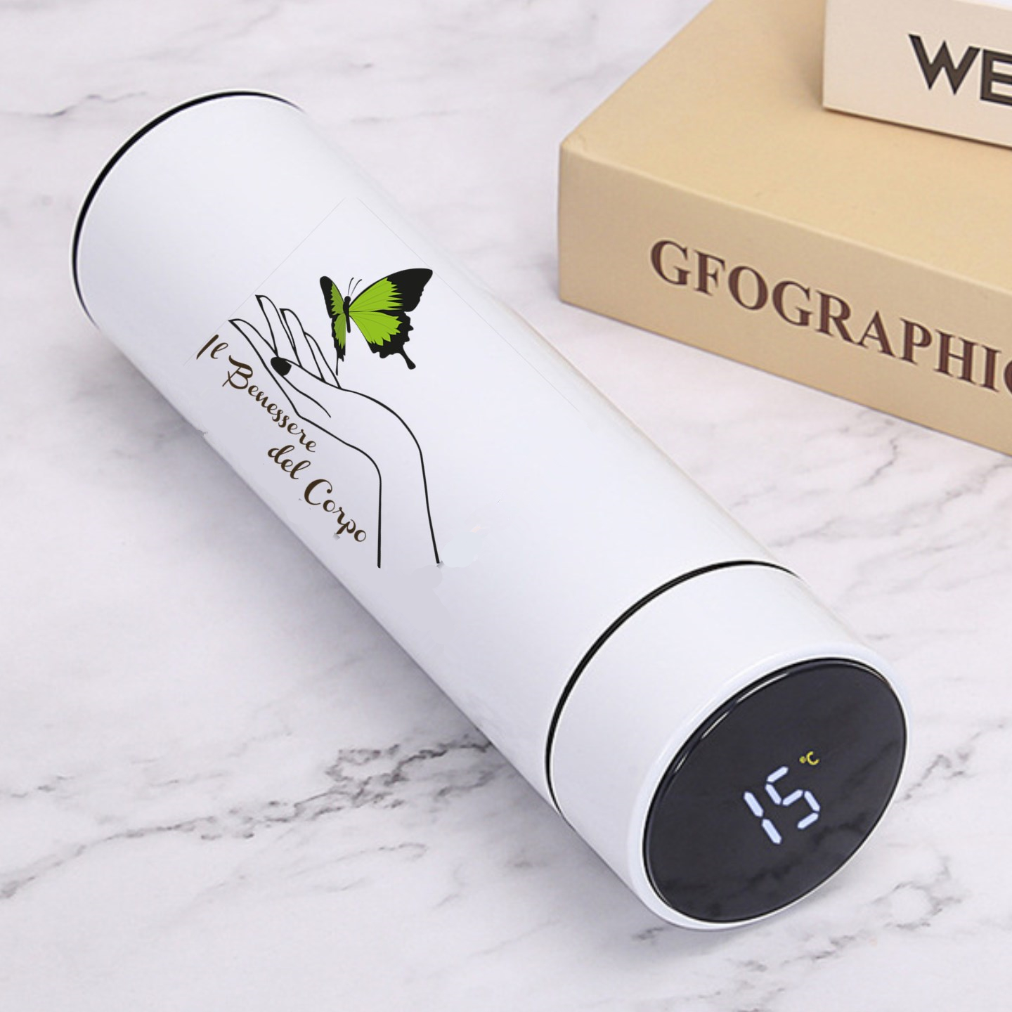 Vacuum Water Bottle Smart Disp - Coffee Equipment Gift avaliação e preço