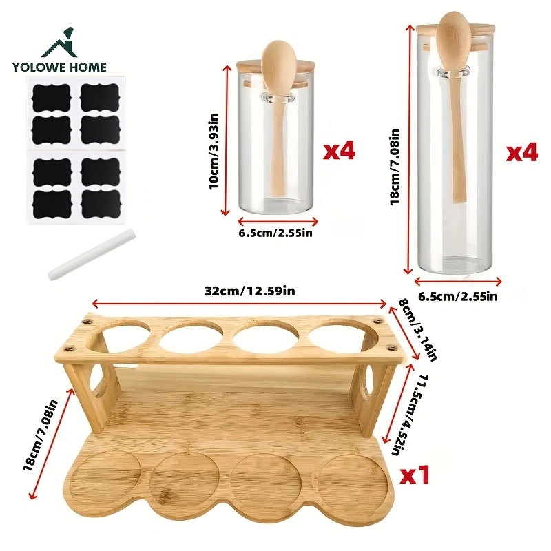 8-Piece Glass Storage Containe - Coffee Equipment Organizer avaliação e preço