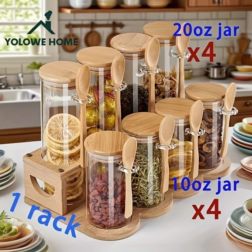 8-Piece Glass Storage Containe - Coffee Equipment Organizer avaliação e preço